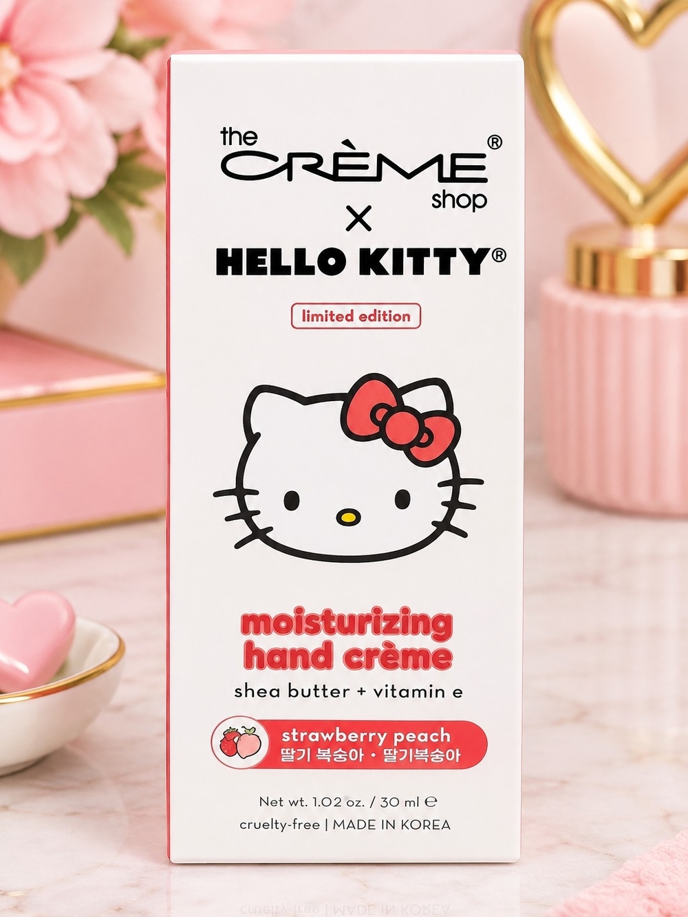 The Crème Shop x Hello Kitty Strawberry Peach Moisturizing Hand Crème